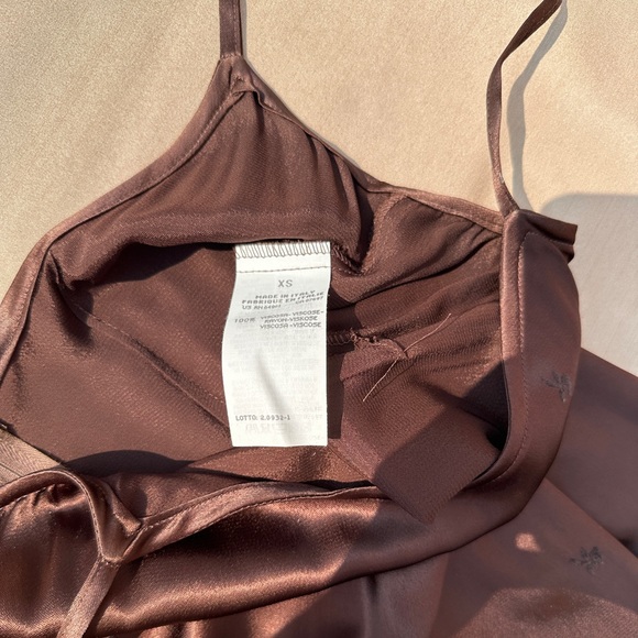 RARE Vintage United Colors Of Benetton Brown Floral Motif Slip Dress - XS - Picture 6 of 6